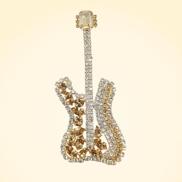 Swarovski Crystals Fender Guitar Lapel Brooch