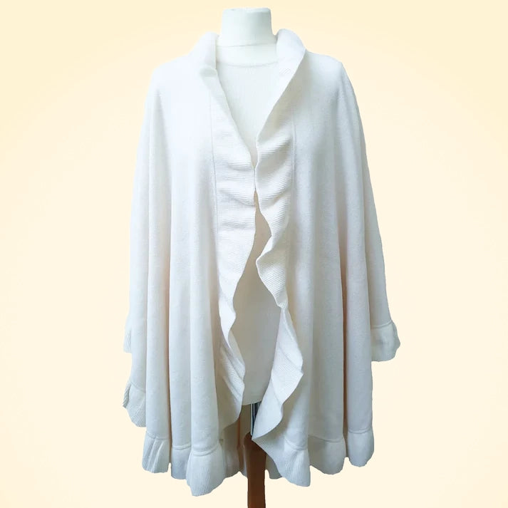 Scottish Cashmere Cape With Ruffle - TCG London