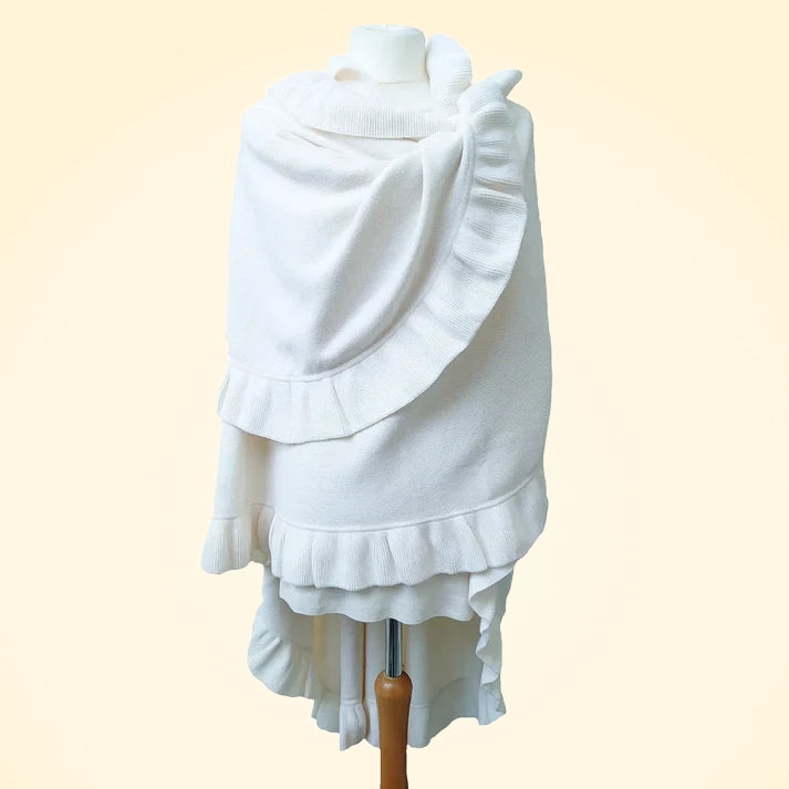 Scottish Cashmere Cape With Ruffle - TCG London