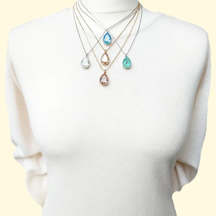 Small Swarovski Crystals Teardrop Pendant - TCG London