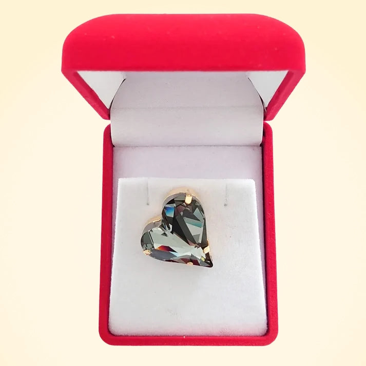 Swarovski Crystals Heart Lapel Brooch - TCG London