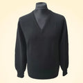 Cashmere Loose Fit Saddle Shoulder V-Neck Jumper With Turnback Cuffs - TCG London