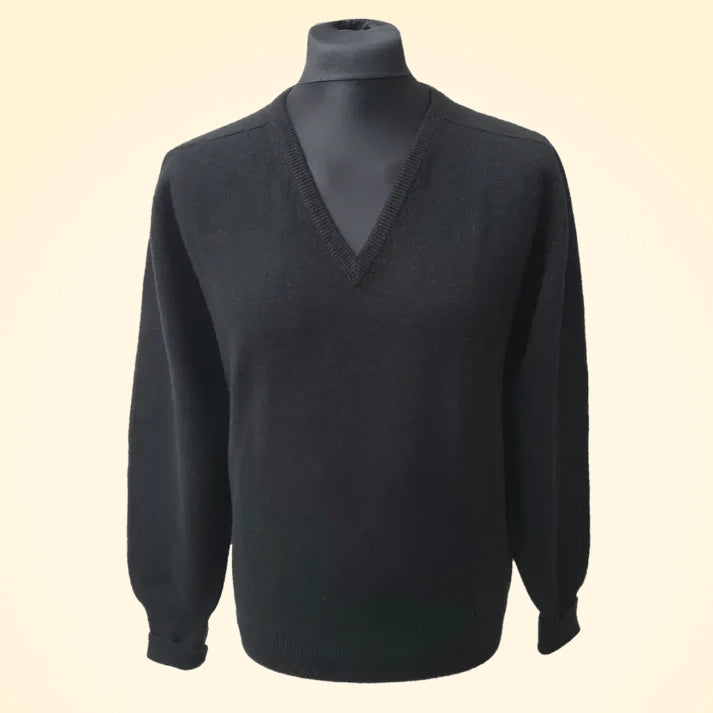 Cashmere Loose Fit Saddle Shoulder V-Neck Jumper With Turnback Cuffs - TCG London