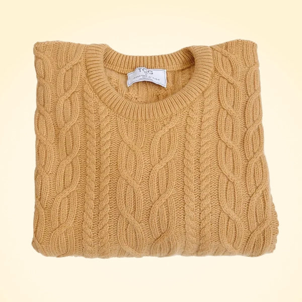 Loose Fit Cashmere Chunky Jumper - Aran Cable Knit - TCG London
