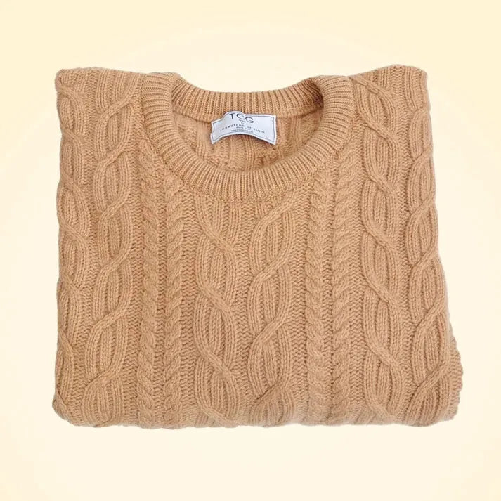Loose Fit Cashmere Chunky Jumper - Aran Cable Knit - TCG London