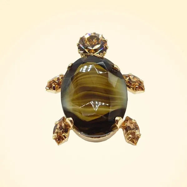 Swarovski Crystals Large Turtle Lapel Brooch - TCG London