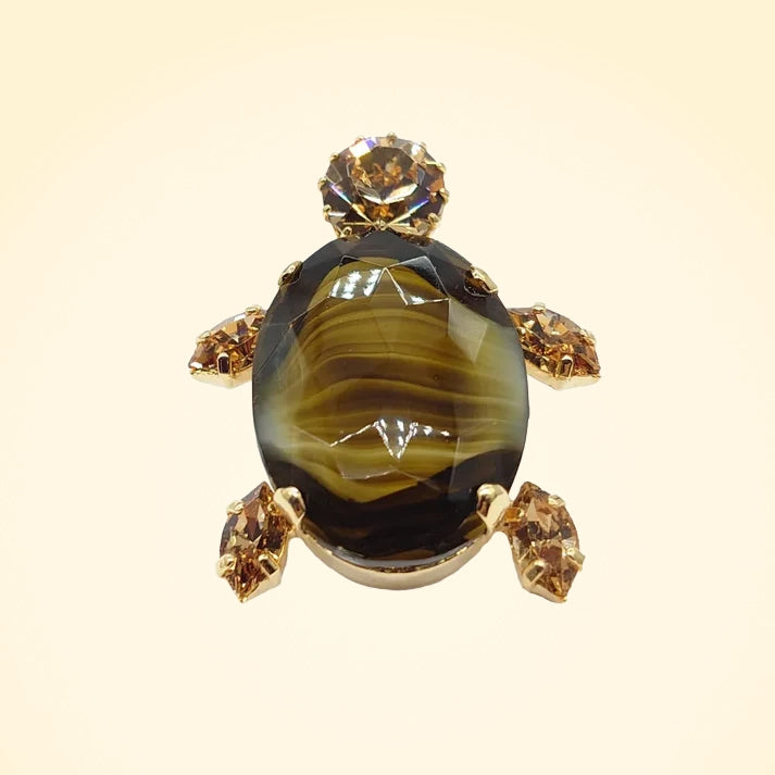 Swarovski Crystals Large Turtle Brooch - TCG London