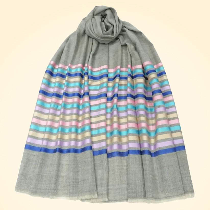 Large Fine Pashmina Stole with Patterned Design - TCG London