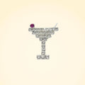 Swarovski Crystals Martini Glass Lapel Brooch - TCG London
