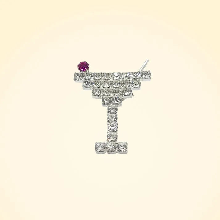 Swarovski Crystals Martini Glass Brooch - TCG London