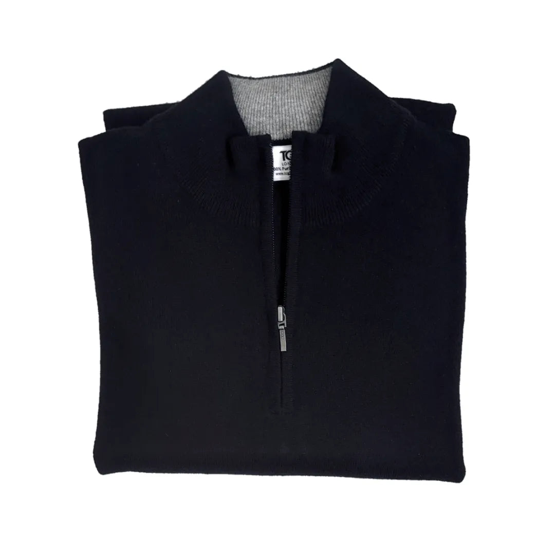 Classic Fit Zip Neck Cashmere Jumper - TCG London