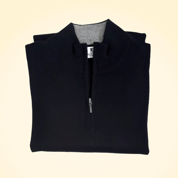 Classic Fit Zip Neck Cashmere Jumper - TCG London