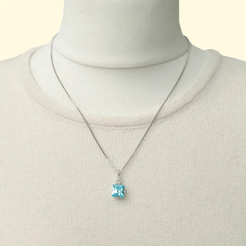 Small Swarovski Crystals Square Pendant With Silver Fittings - TCG London