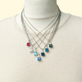 Small Swarovski Crystals Square Pendant With Silver Fittings - TCG London
