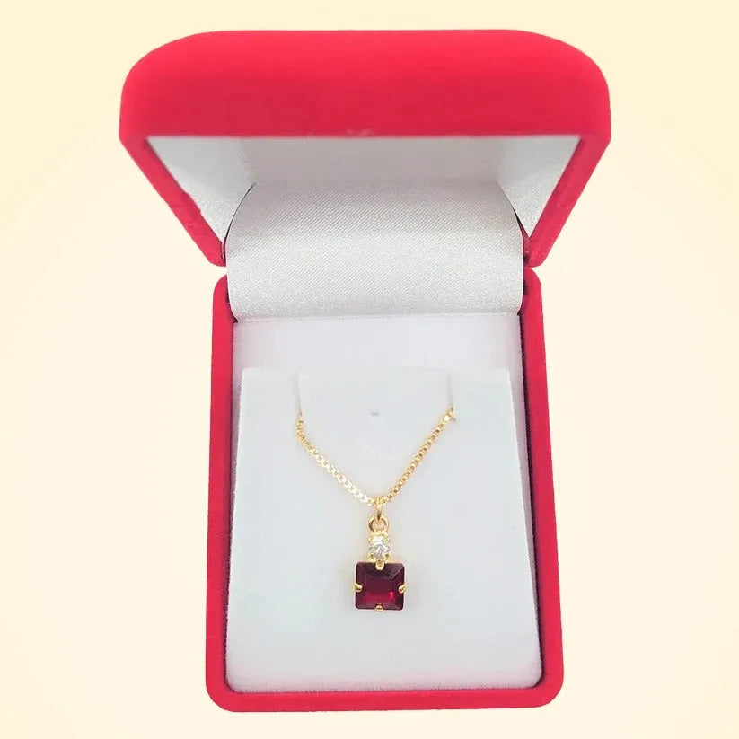Small Swarovski Crystals Square Pendant With Gold Fittings - TCG London