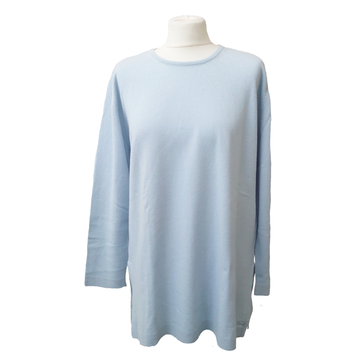 Loose Fit Cashmere Round Neck Long Tunic