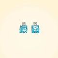 Small Swarovski Crystals Square Earrings With Silver Fittings - TCG London