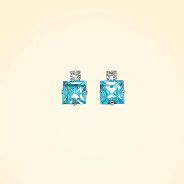 Small Swarovski Crystals Square Earrings With Silver Fittings - TCG London