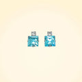 Small Swarovski Crystals Square Earrings With Silver Fittings - TCG London