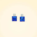 Small Swarovski Crystals Square Earrings With Silver Fittings - TCG London