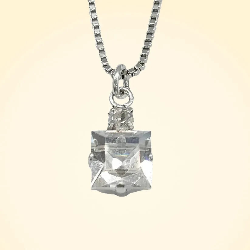 Small Swarovski Crystals Square Pendant With Silver Fittings - TCG London