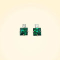 Small Swarovski Crystals Square Earrings With Silver Fittings - TCG London