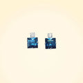 Small Swarovski Crystals Square Earrings With Silver Fittings - TCG London