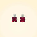 Small Swarovski Crystals Square Earrings With Silver Fittings - TCG London