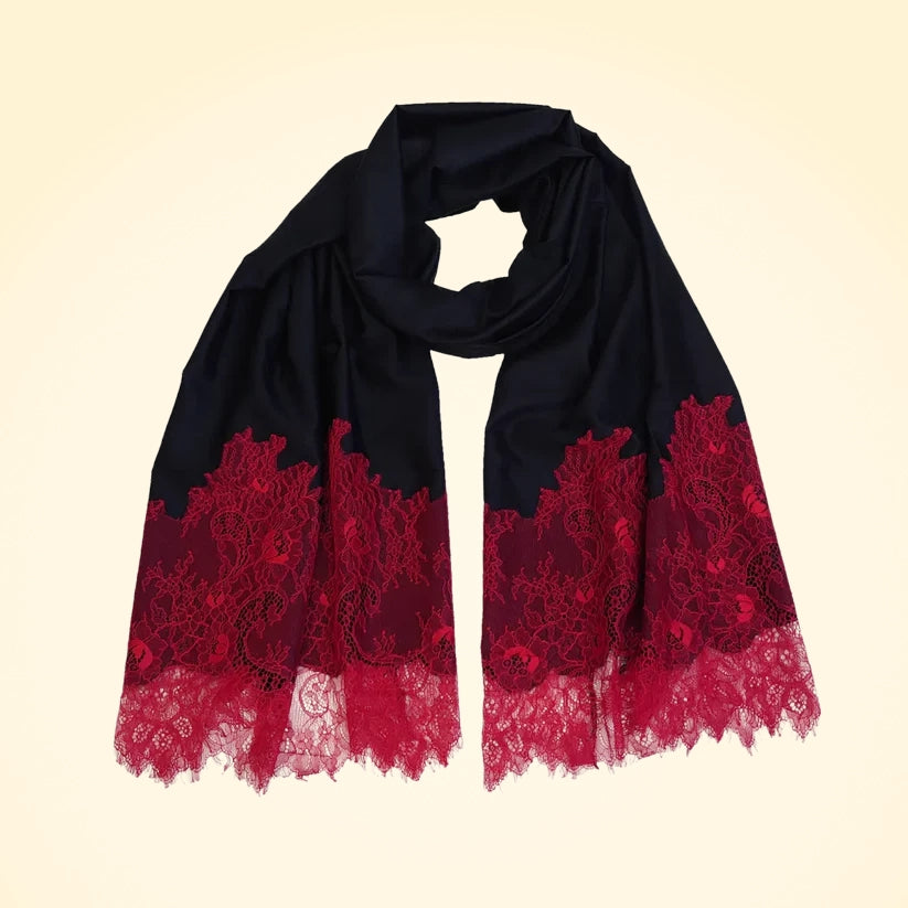 Limited Edition 100% Pure Silk Stole With Lace - TCG London