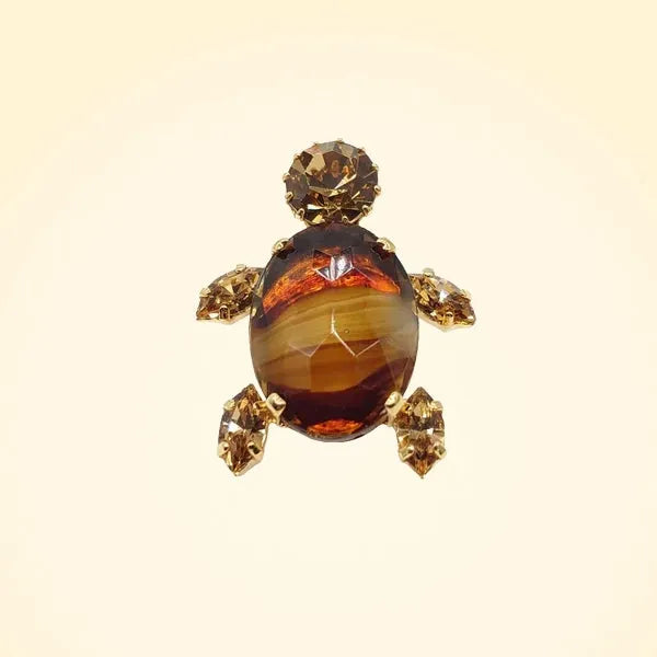 Swarovski Crystals Small Turtle Lapel Brooch - TCG London