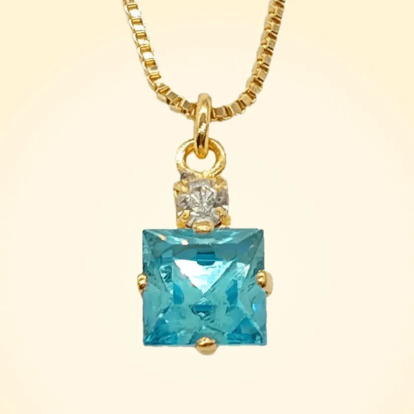 Small Swarovski Crystals Square Pendant With Gold Fittings - TCG London