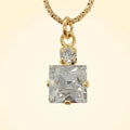 Small Swarovski Crystals Square Pendant With Gold Fittings - TCG London