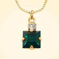 Small Swarovski Crystals Square Pendant With Gold Fittings - TCG London