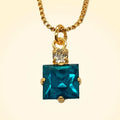 Small Swarovski Crystals Square Pendant With Gold Fittings - TCG London