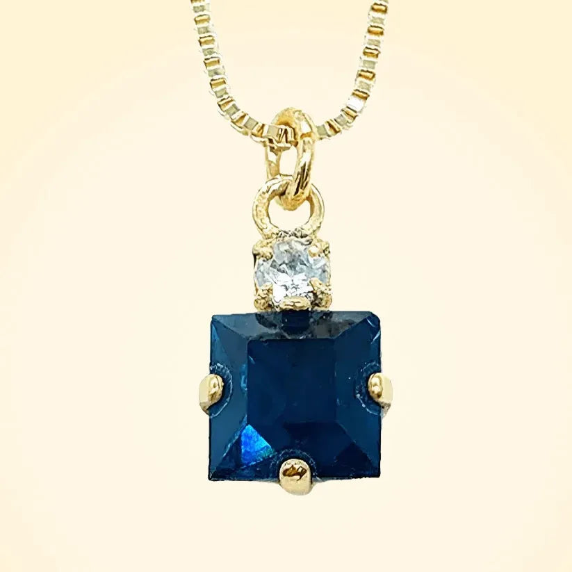 Small Swarovski Crystals Square Pendant With Gold Fittings - TCG London