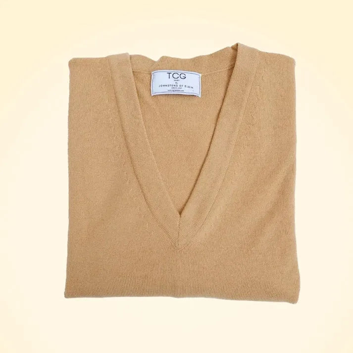 Loose Fit Cashmere V-Neck Long Tunic - TCG London