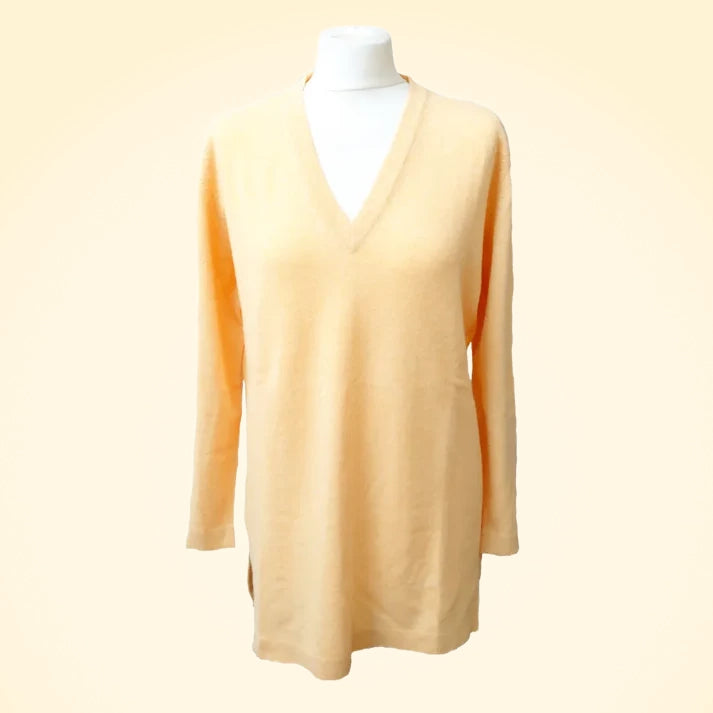 Loose Fit Cashmere V-Neck Long Tunic - TCG London