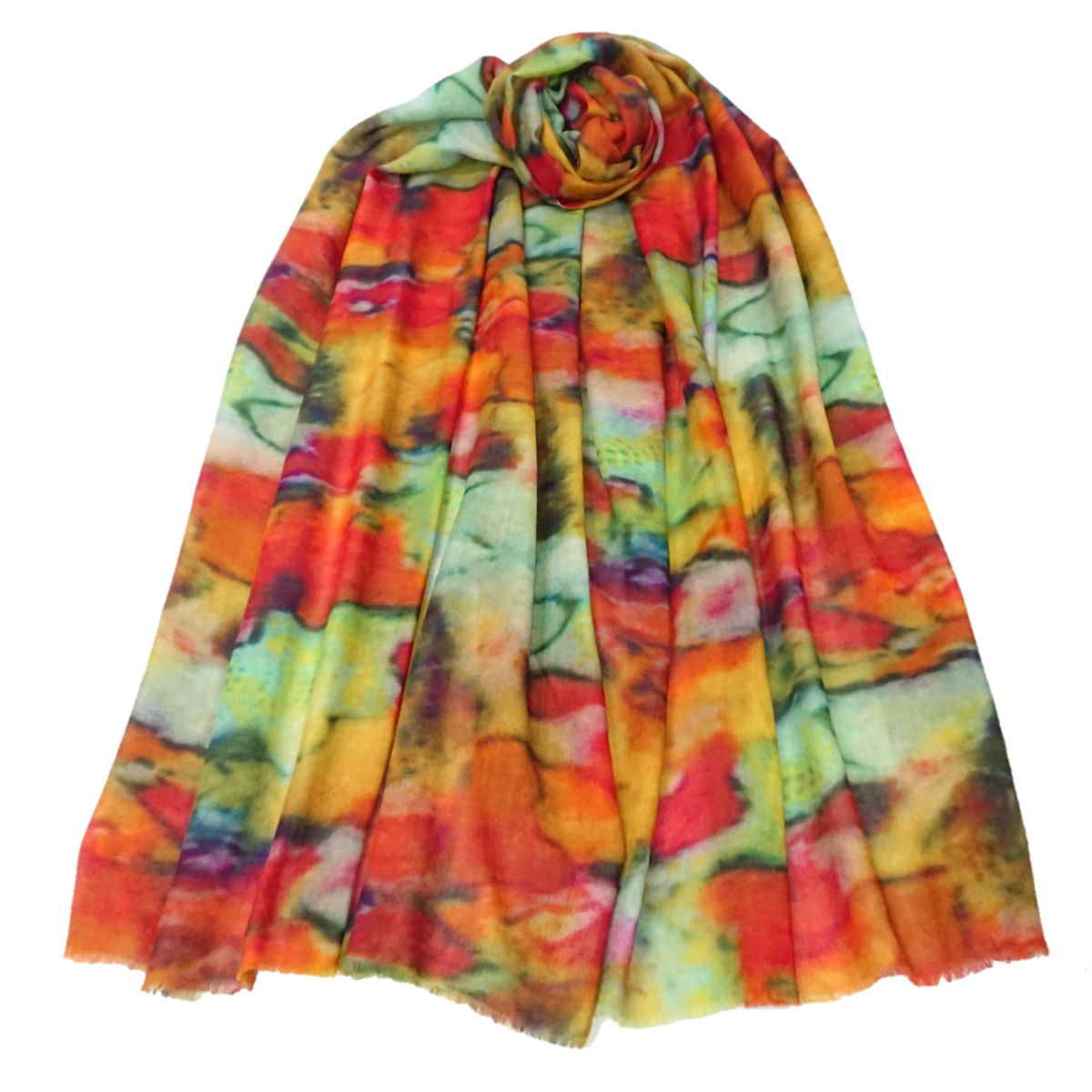 Printed Pashmina Stole - Warm Ginger Abstract - TCG London