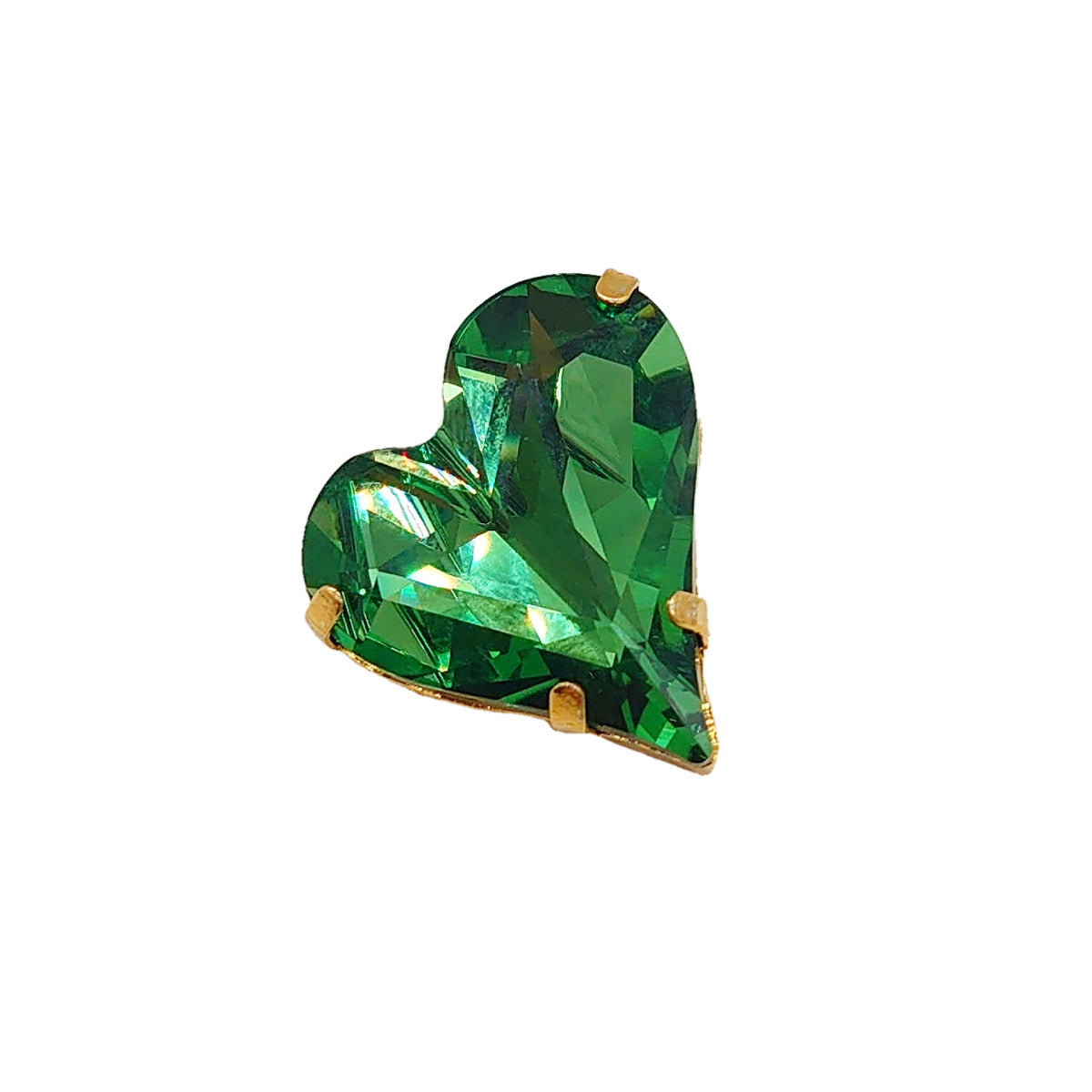Green Swarovski Crystals Heart Lapel Brooch - TCG London