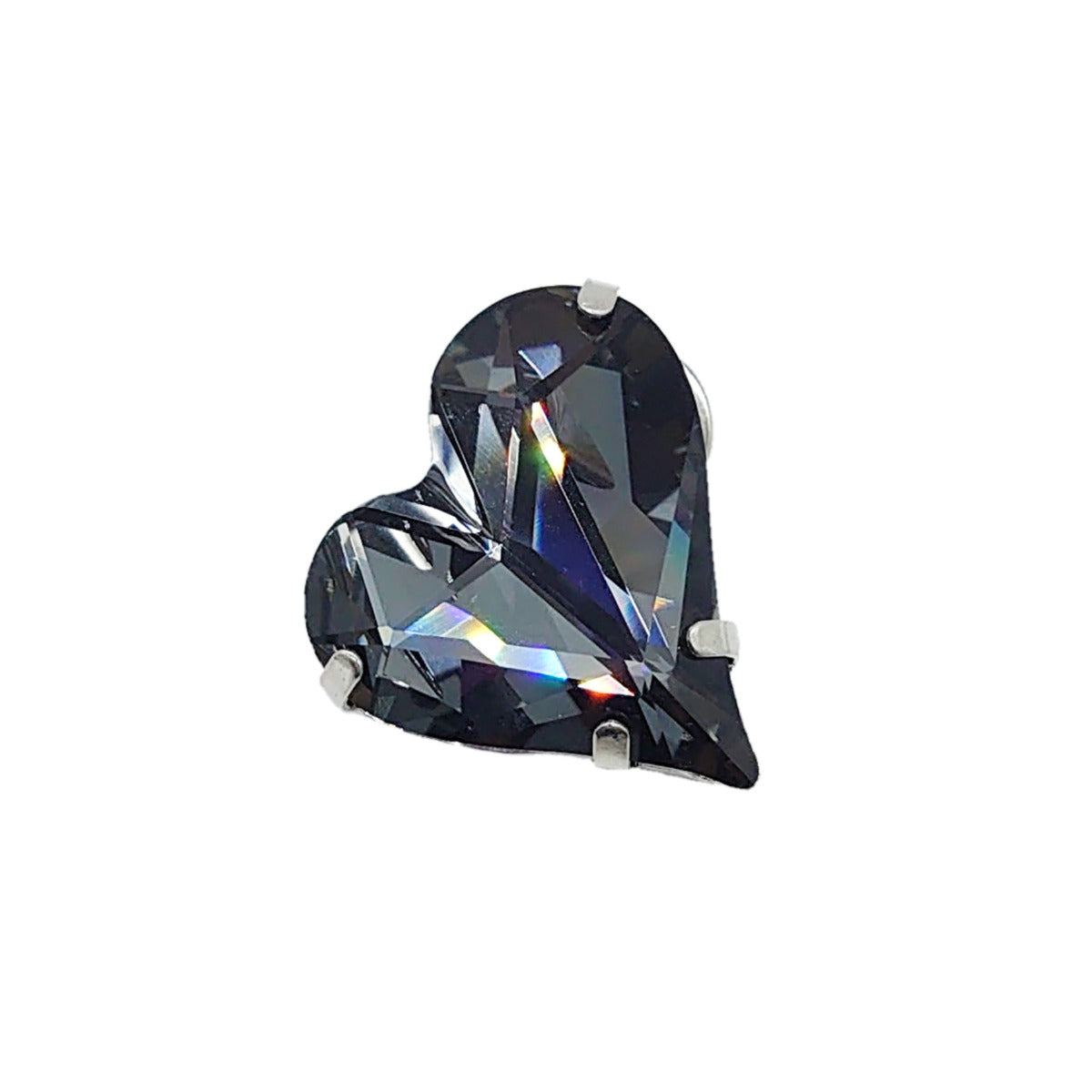 Grey Swarovski Crystals Heart Lapel Brooch