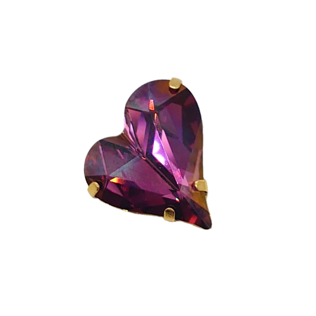 Purple Swarovski Crystals Heart Lapel Brooch 