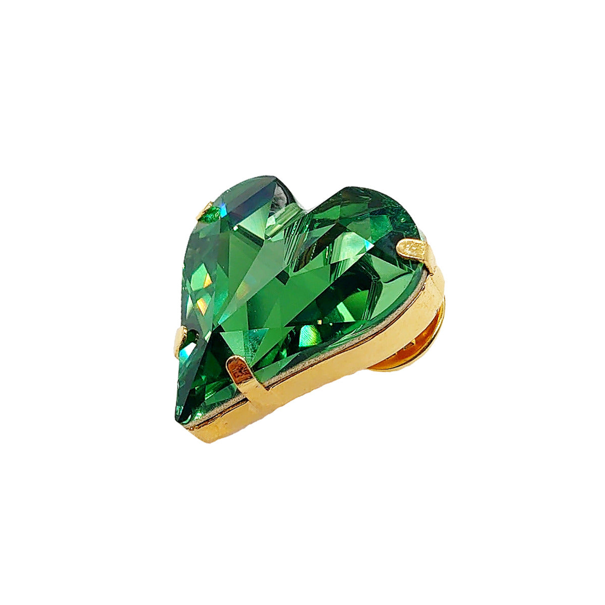 Green Swarovski Heart Pin